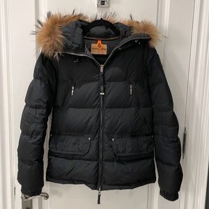 Black Parajumpers Winter Coat with Fur lined collar